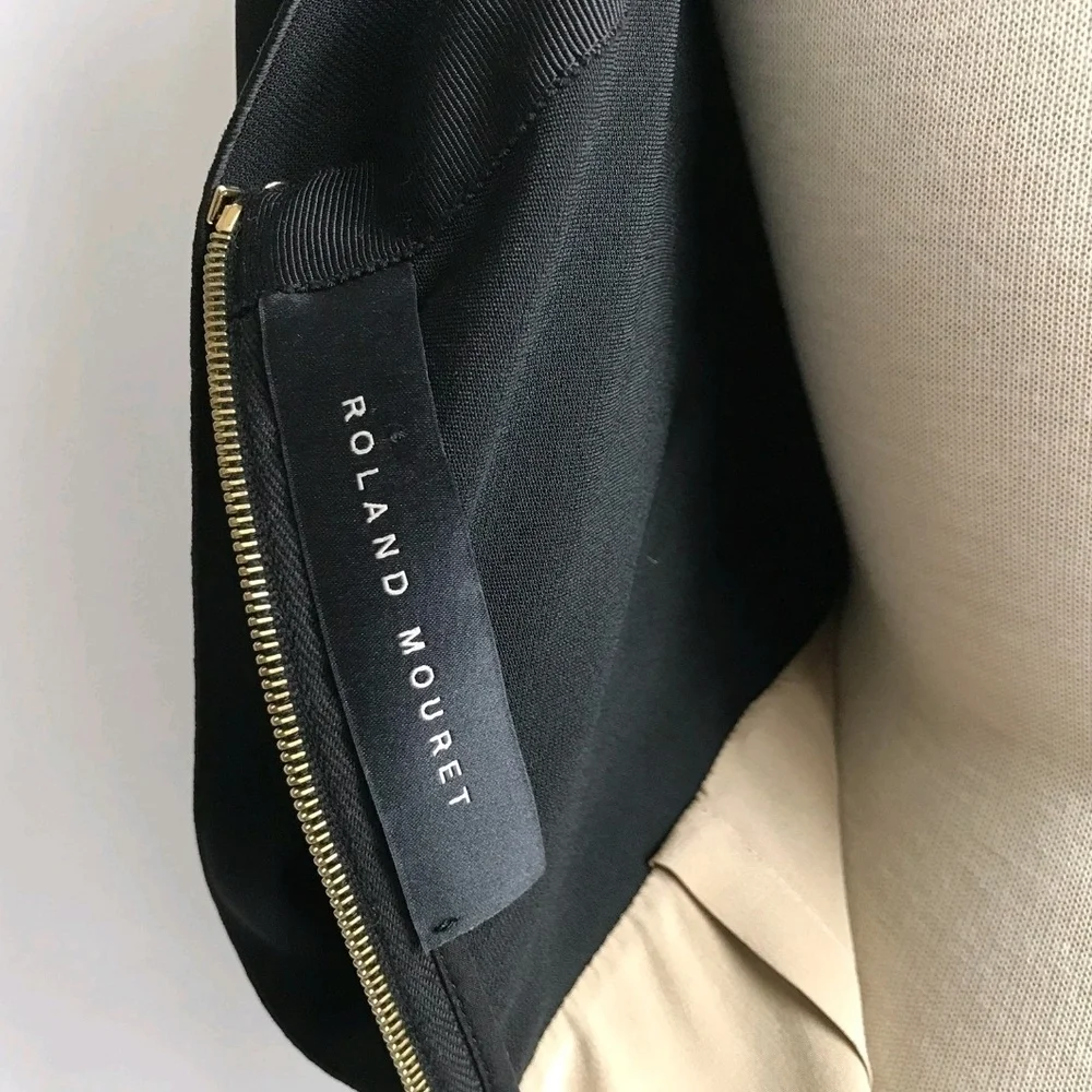 R'13 ICONIC ROLAND MOURET AVALON black/beige cotton blend/lace draped dress 4 - Picture 13 of 13